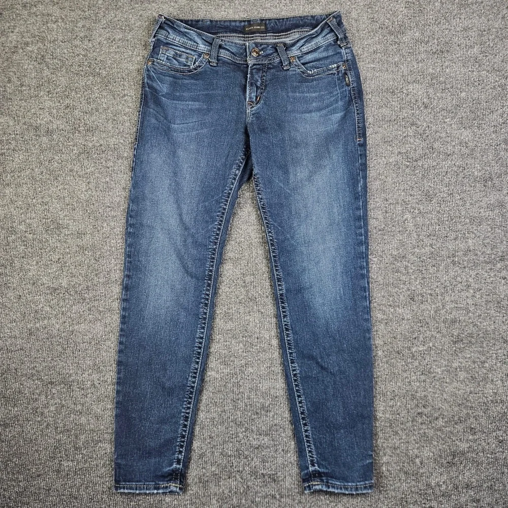 Silver Suki Skinny Jeans Women's 32 Dark Wash Mid Rise Denim Stretch Blue Casual